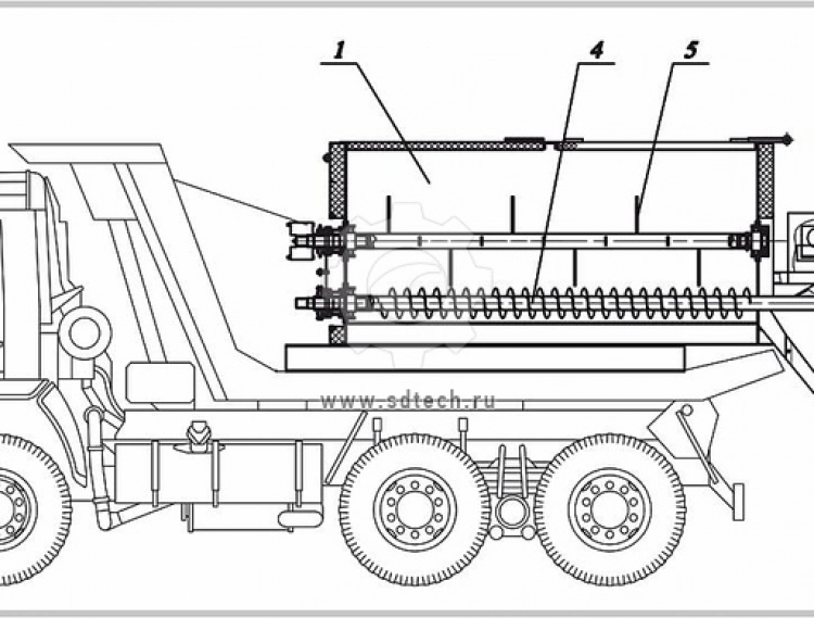 Термос-бункер для литого асфальта "Вулкан" в кузов Камаза 65115, 55111 — вид 2