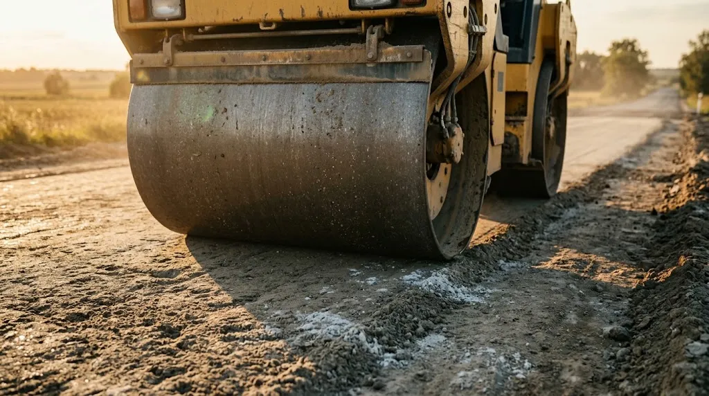 Уплотнение стабилизированного грунта тяжелым грунтовым катком
