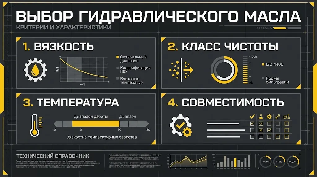 Инфографика: критерии выбора гидравлического масла для спецтехники